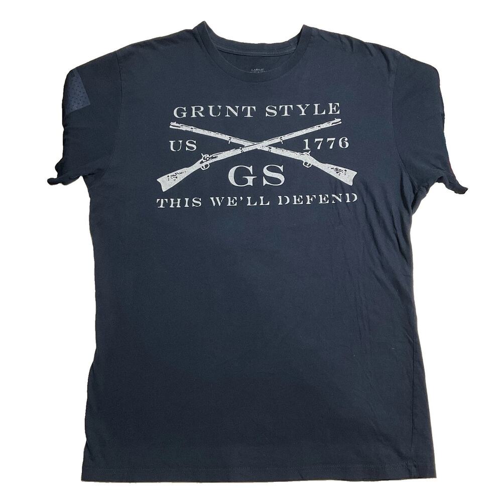 Grunt Style Men Shirt LARGE Navy Crossed Rifles US 1776 Graphic Tee Logo Tagless